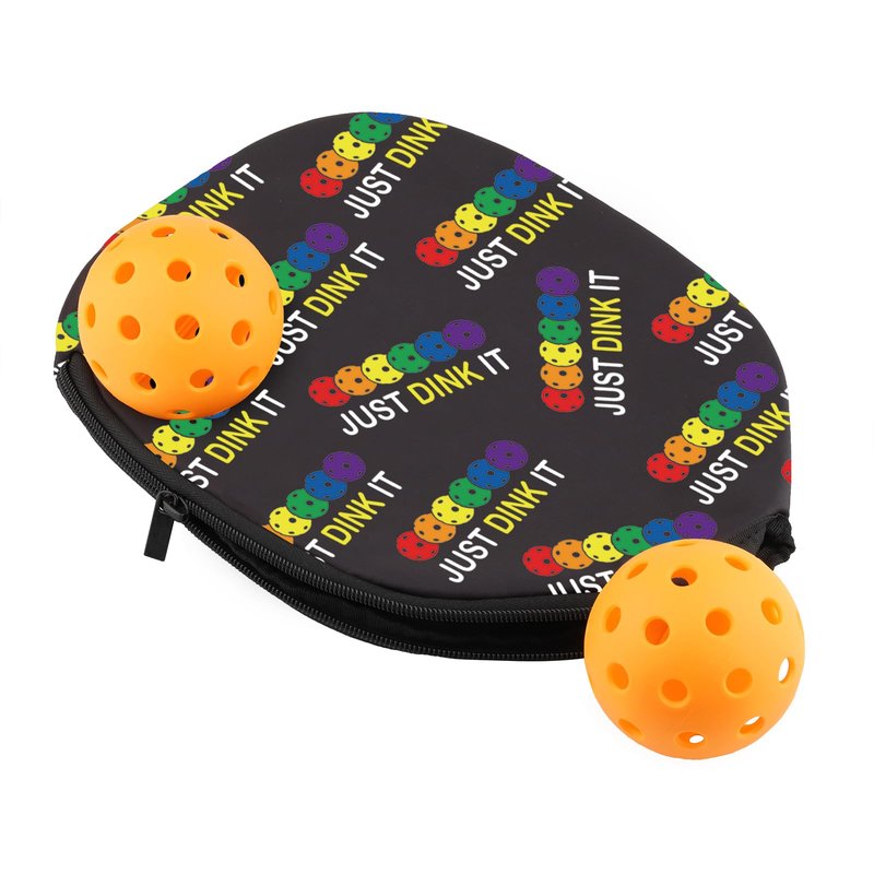 PWHAOO 2PC Pickleball Paddle Covers Funny Pickleball Paddle Pouch Gift Impeccable Gift For Pickleball Players & Fans (JUST DINK IT Paddle)