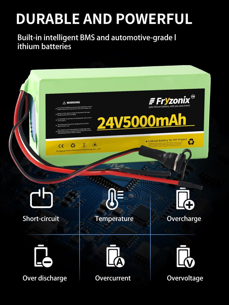 1 Pack 24V 5Ah Lithium Battery with 29.4V 1A Charger, 24 Volt Rechargeable Battery for DIY Projects