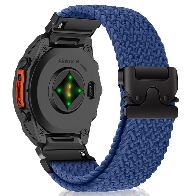 MiKoyi Nylon Band for 47mm of Garmin Fenix E/Fenix 8 Pro/Tactix 8/Quatix 8/D2 Mach 2, 22mm QuickFit Stretchy Braided Nylon Sport Strap for Garmin Quatix 7 Pro/6/6 Titanium, Descent G2 - Blue