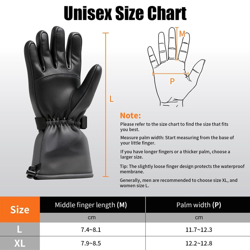 7JI Heated Gloves for Men Women, Rechargeable Heated Gloves with 3 Temperature Modes, 3000mAh Battery, Waterproof Electric Hand Warmers for Motorcycle Skiing, Camping & Hiking, Hunting, Cycling, XL