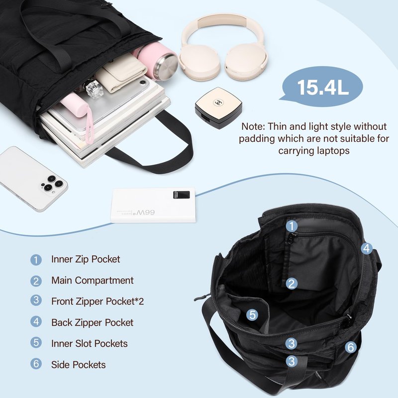 GOLF SUPAGS Foldaway Convertible Tote Backpack Lightweight Nylon Daypack Women Men City Pack Versatile Backpack Leisure, Black
