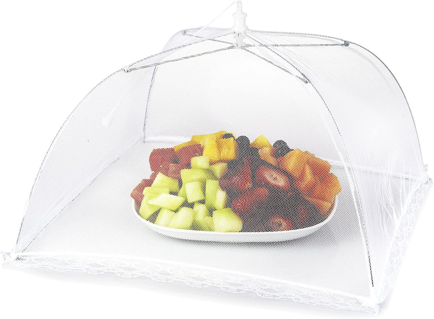 Mesh Outdoor Food Cover Tents (6 pack): Collapsible Umbrella Tents for Picnics, BBQ, Camping & Outdoor Cooking; Pop Up Screen Net & Plate Protector; Shields Food Plates & Glasses From Flies, Bugs