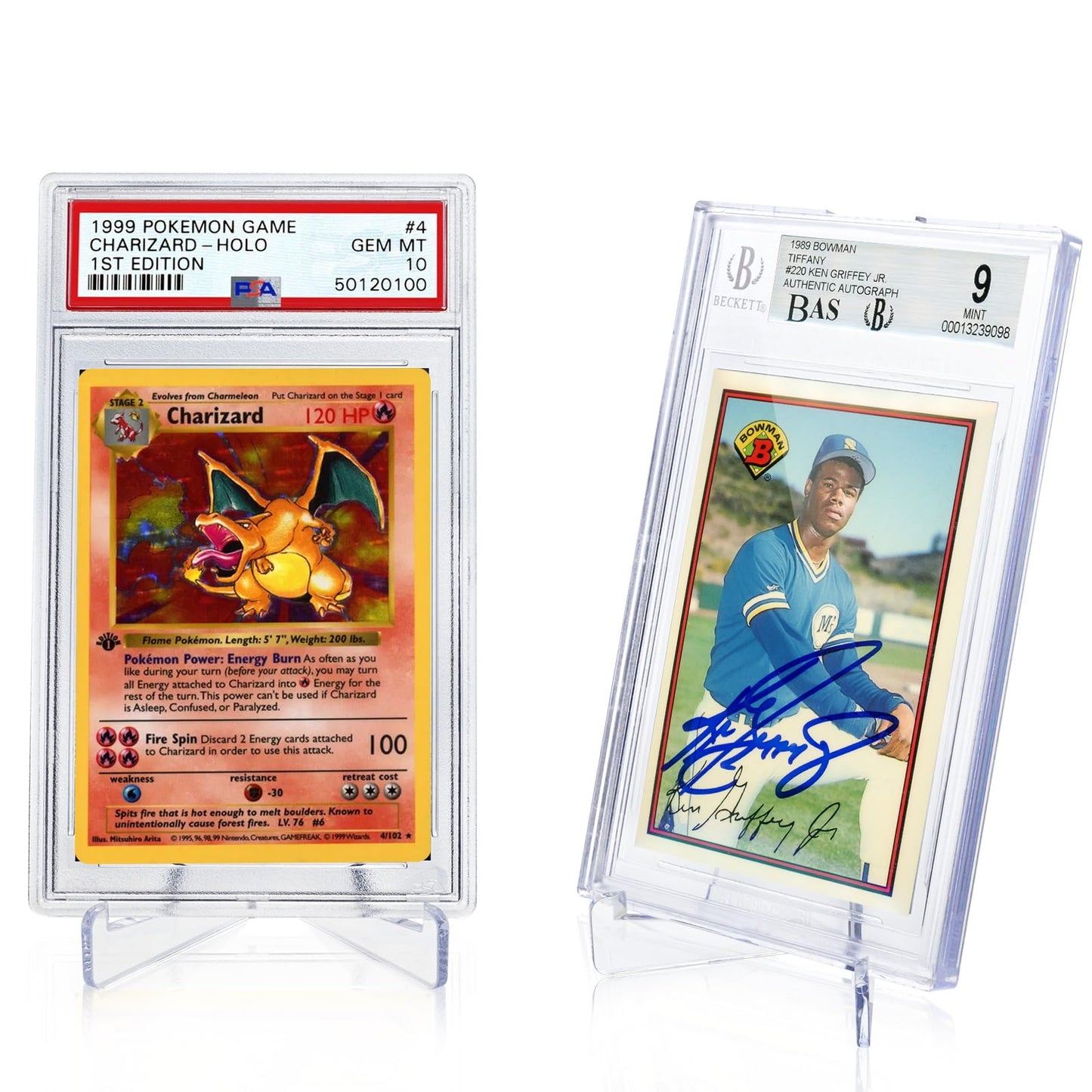 tutata PSA Graded Card Stands, Trading Card Display Stand Mini Easel Holder, Clear Card Stands for BGS, PSA, SGC Baseball Sports Card- 10 Pack