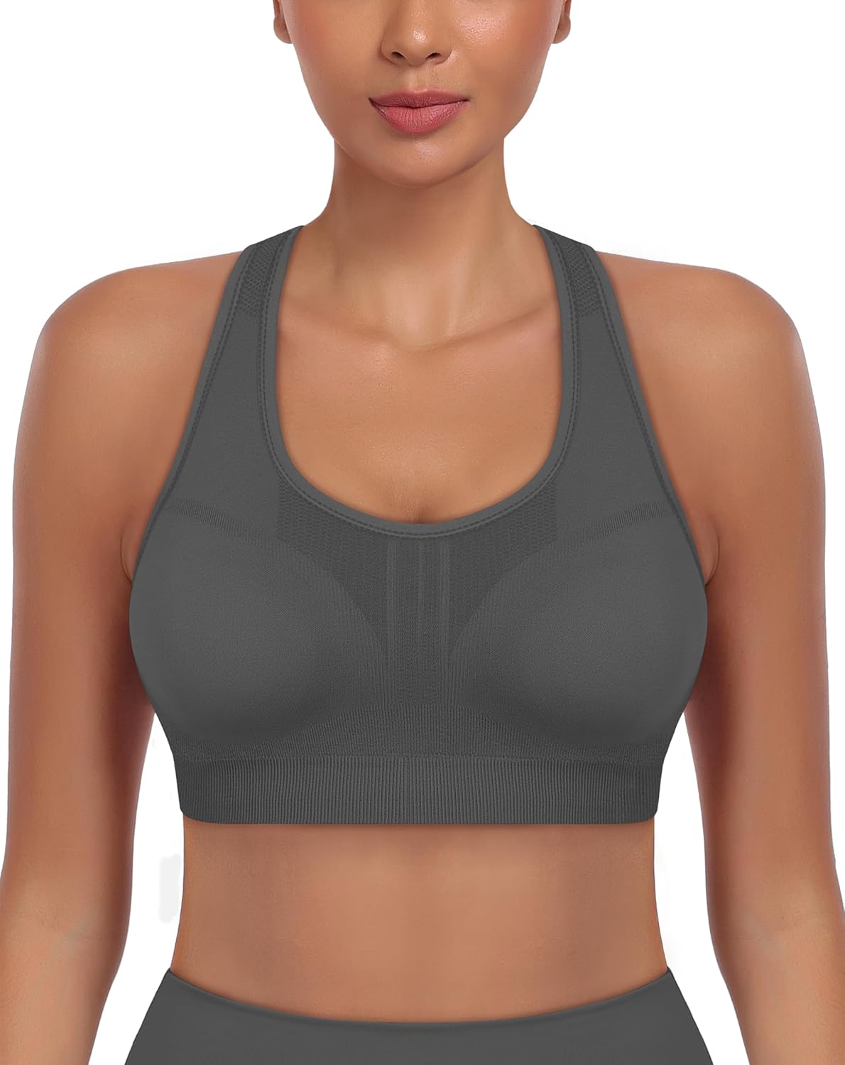 MIRITY 3-Pack High Impact Racerback Sports Bras for Women | Padded Wirefree Workout Bra for Gym & Yoga