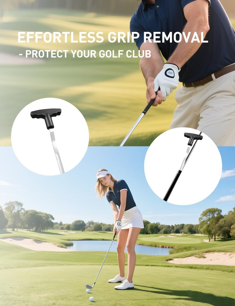 Hateenru Golf Grip Tape Removal Tool Kits, 12" V-Groove Grip Remover Saver Tool, Tape Stripper Remover & Hook Blade, Perfect for Regripping Graphite and Golf Club Steel Shafts Grip Repair