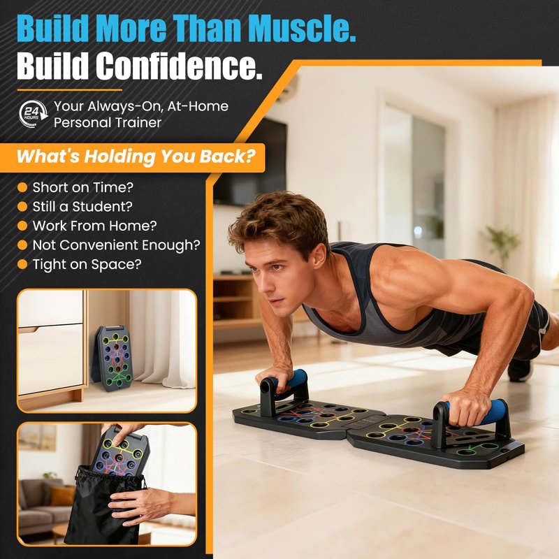 TASZOOS Push Up Board Fitness - Portable Foldable Pushup Board - 20 in 1 Push Up Bar at Home Gym