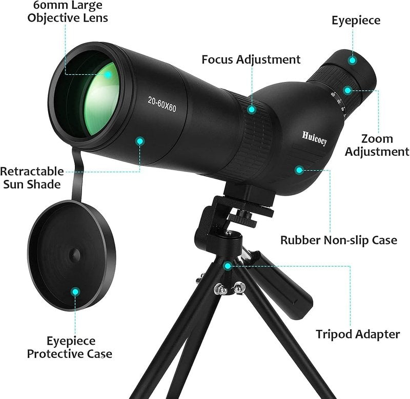 Spotting Scope - 39-19m/1000m with Tripod, FMC Lens & BAK4 Eyepiece | Fogproof Bird Watching Kit with Phone Adapter