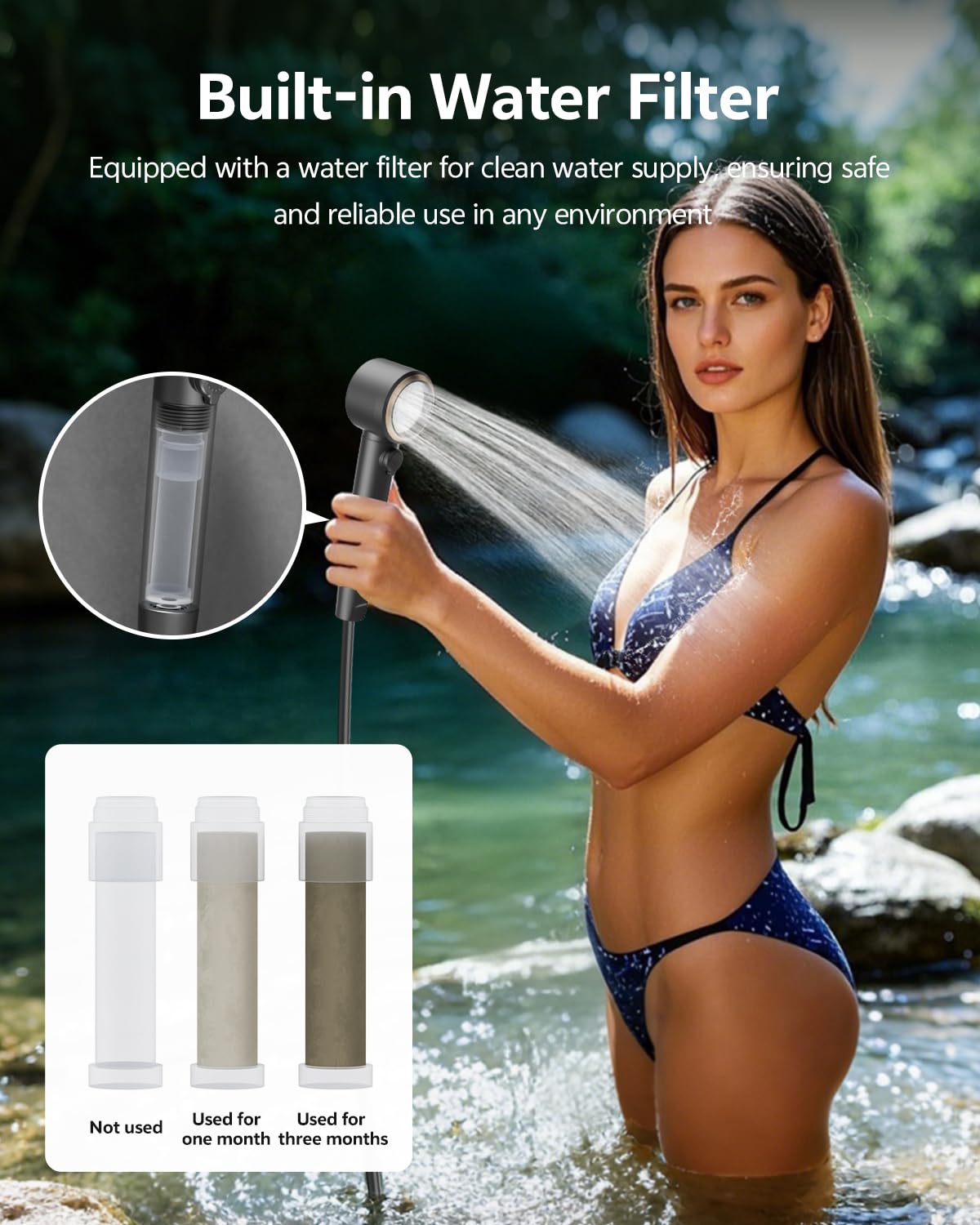 BTOG Portable Shower – 8000mAh Rechargeable Camping Shower, 6.0L/min Portable Shower Pump, Outdoor Shower for Camping, Hiking, Traveling, Washing
