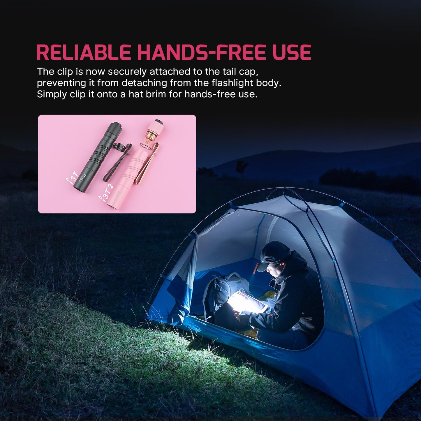 OLIGHT I3T 2 EOS Pocket EDC Flashlight, 200 Lumens Compact Bright Handheld Flashlights, Dual-Output Tail Switch Light with AAA Battery and Two-Way Pocket Clip for Camping and Hiking (Sweet Pink)