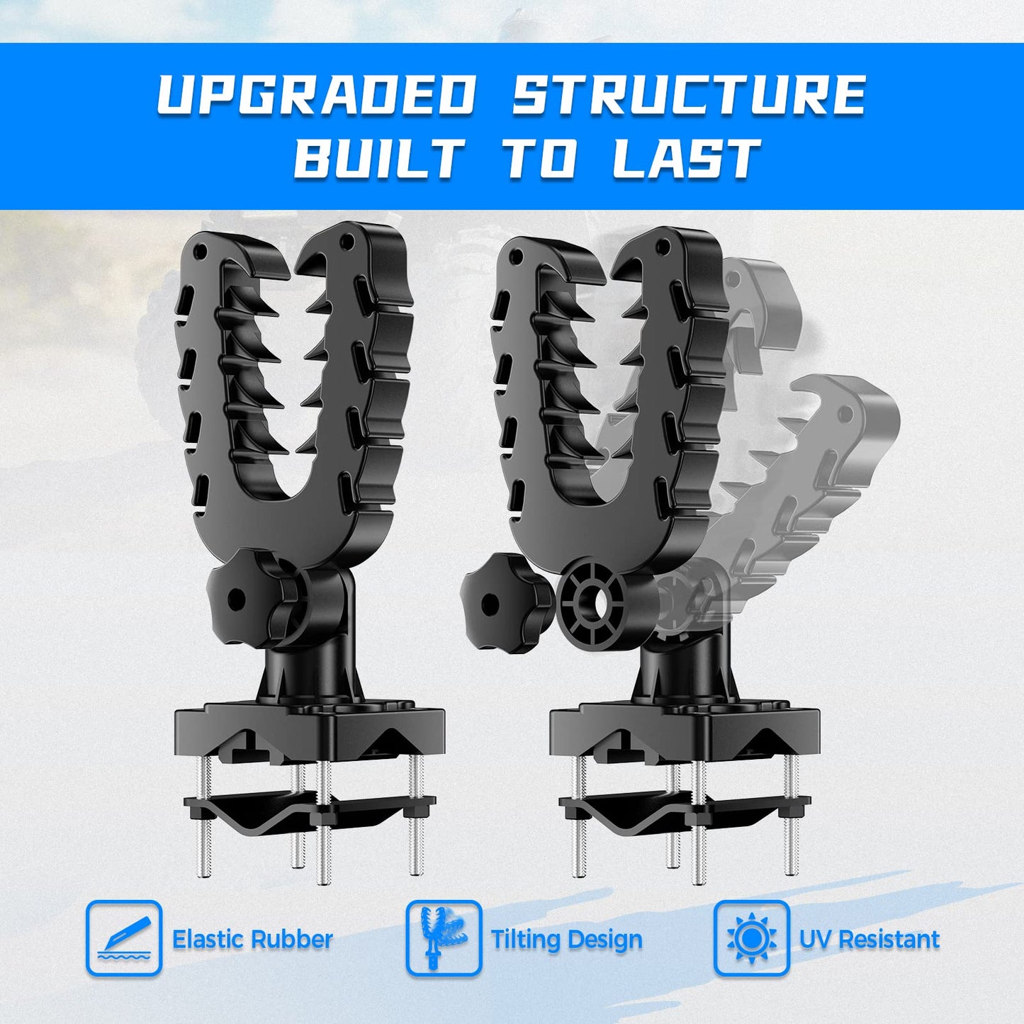 KEMIMOTO Tool Holder for ATV, Hunting Tool Mount, Bow Rack Grips with Rubber Straps Compatible with Hunting Bike Treestand Mobility Scooter