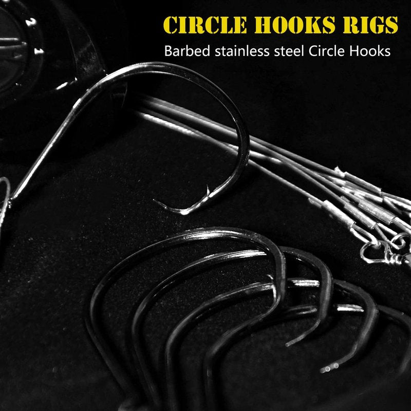 Saltwater Steel Circle Hook Rigs - Octopus Offset Fishing Hooks for Catfish & Bass