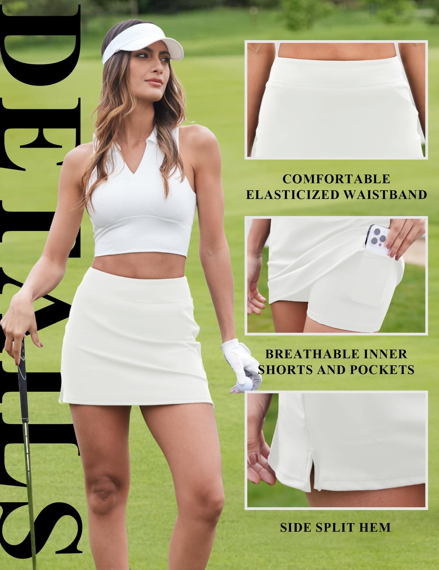 DLOODA Womens Skort Tennis Skirt with Pocket Shorts Mini Golf Skirts High Waisted Athletic Skorts Summer Workout