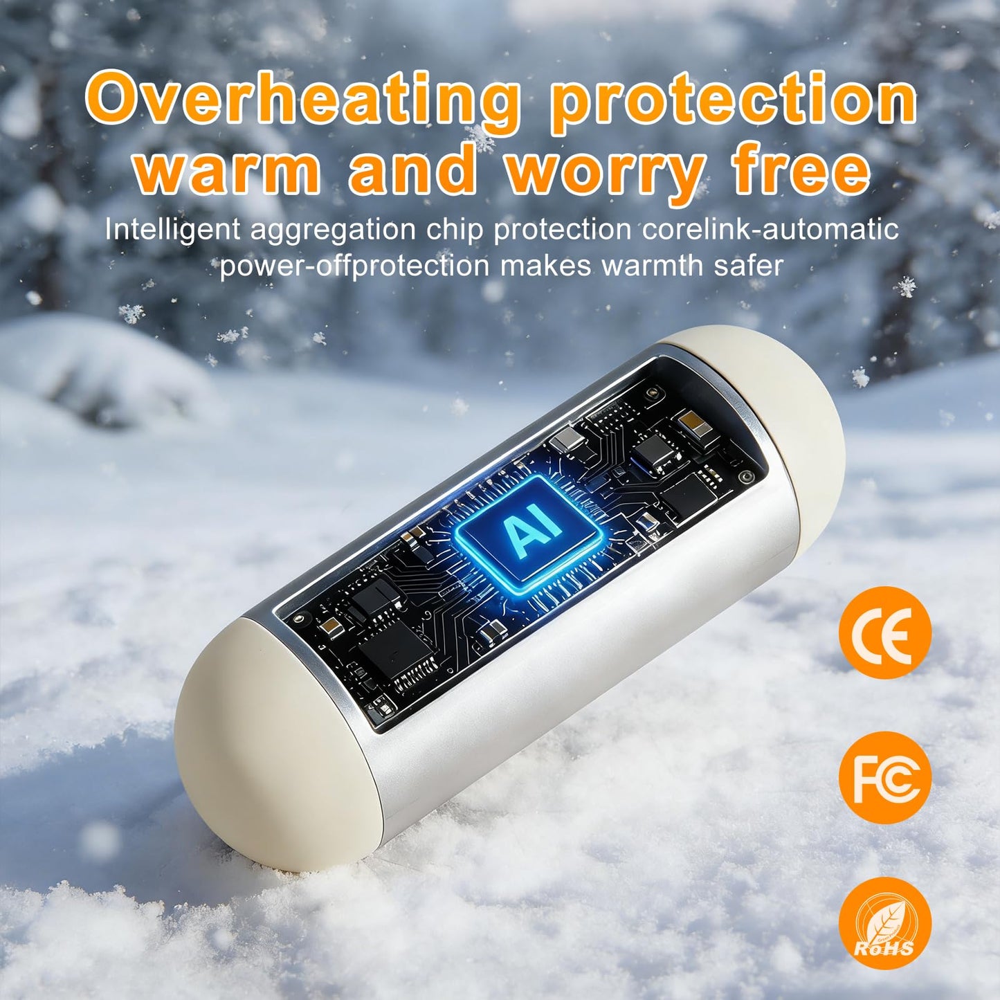 AI Hand Warmers Rechargeable 2 Pack Magnetic Electric Handwarmer 6 Hrs Warmth 3 Levels Heat Up to 140℉ Electric Hand Warmers Fast Heating Fits in Gloves/Pocket Gifts for Women & Men White