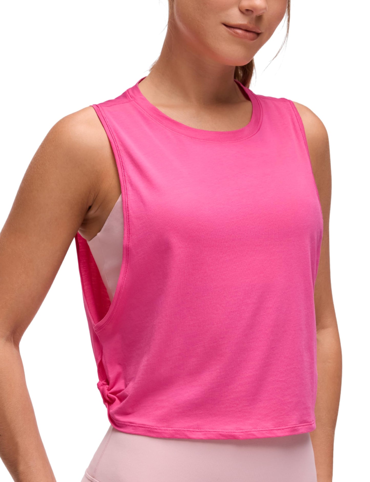 CRZ YOGA Pima Cotton Dropped Armhole Tank Sonic Pink Medium