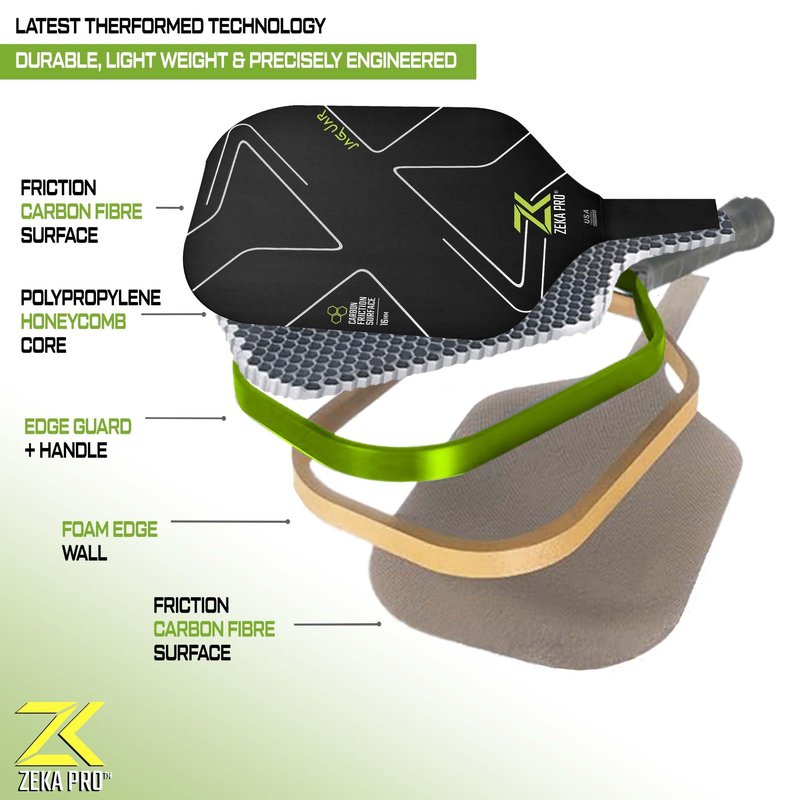 T700 Raw Carbon Fiber Pickleball Paddle - Aerodynamic Curve for Explosive Power & Control, 16mm Polypropylene Honeycomb, Thermoformed, Textured Grit Surface for High Spin, Premium Grip