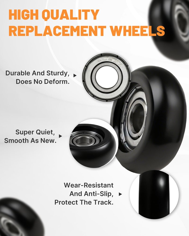 4Pcs Upgraded Roller Wheels for Aero Pilates Reformer, Smooth & Quiet, Wear-resistant, Pilates Reformer Accessories, Replacement Parts for Aero Pilates Machine, Black