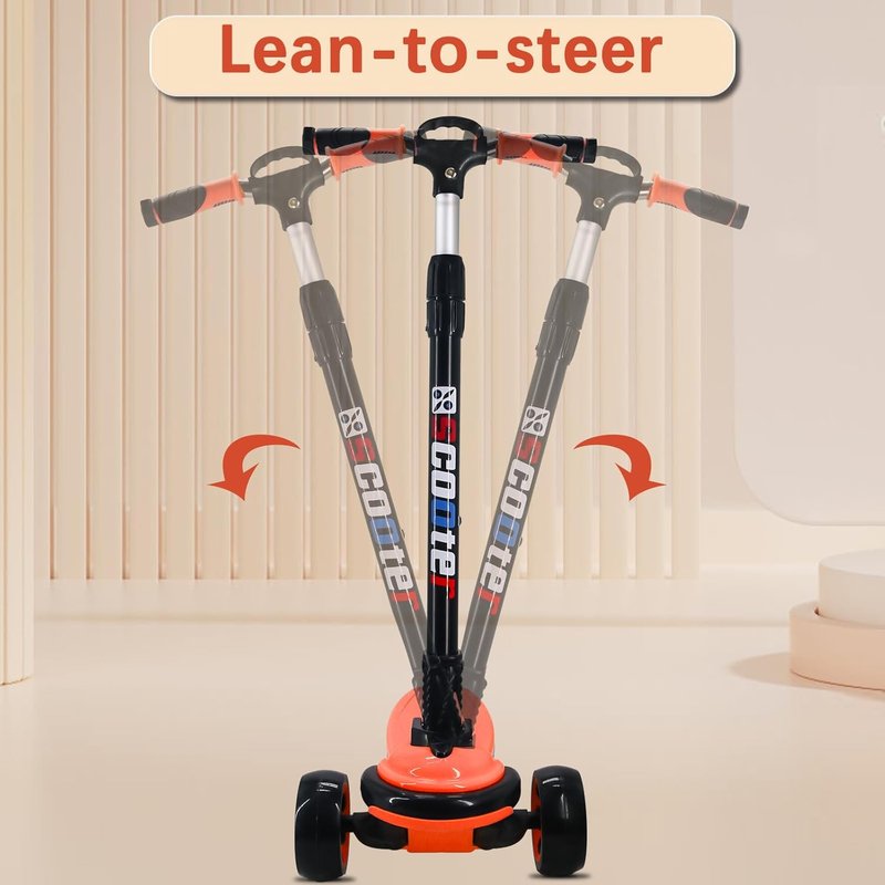 3-Wheel Kick Scooter for Kids & Teens | Extra Wide Deck, 4 Adjustable Heights, Foldable Handlebar, LED Lights
