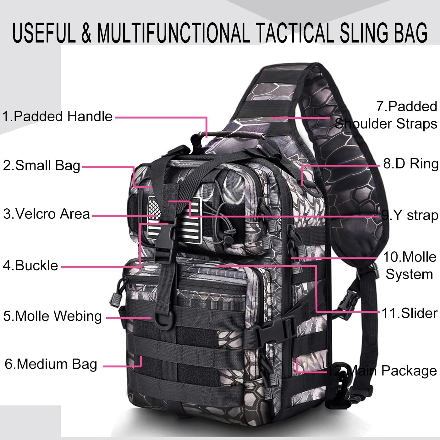 Tactical Sling Bag - Military Rover Shoulder Backpack for EDC | Molle Assault Design