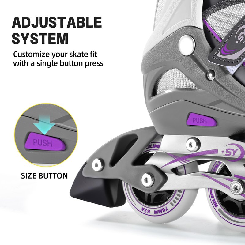 SUPER YOUNGSTER Women's Adjustable Inline Skate, Roller Skates Blades for Female Adults