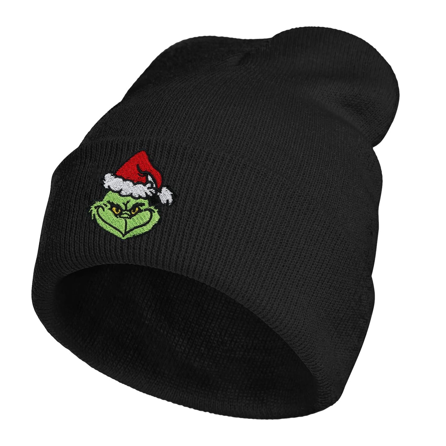 Grinchmas Knitted Hat 2PCS Christmas Hat Unisex Anime Character Knitted Hat for Men Women Winter Knit Warm Hat Embroidery Black