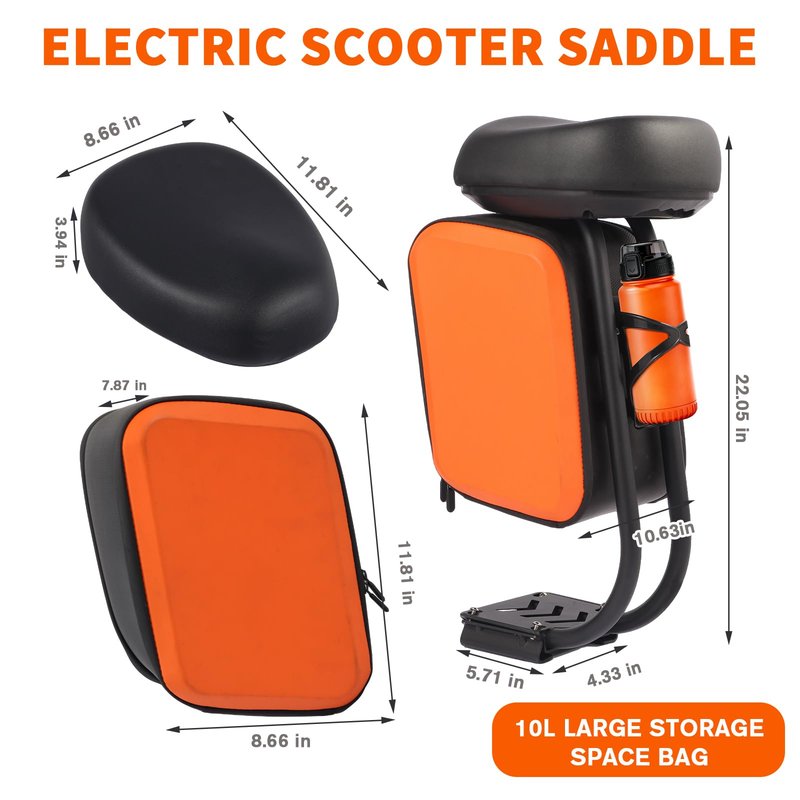 Yungeln Scooter Seat with 10L Large Storage Bag & Cup Holder, Shock Absorption Seat Compatible with Xiaomi 1S M365 Pro Electric Scooter Accessory