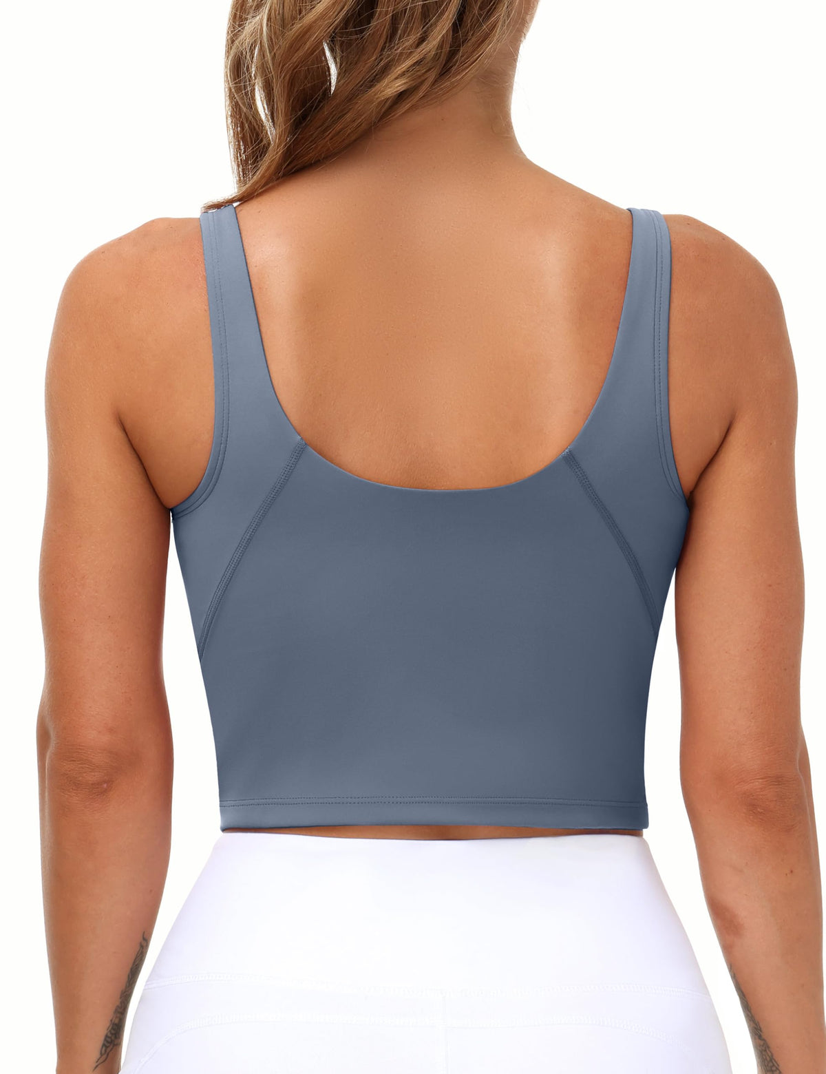 Women’s Longline Sports Bra Wirefree Padded Medium Support Yoga Bras Gym Running Workout Tank Tops (Ink Blue, Small)