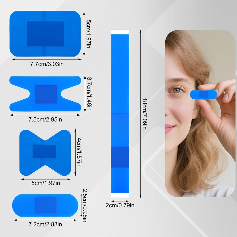 100pcs Multishape Plasters Waterproof Adhesive Bandages, Flexible & Breathable Latex-Free Wound Protection Patches Metal Detectable Adhesive Bandages for Food Service Industry Use