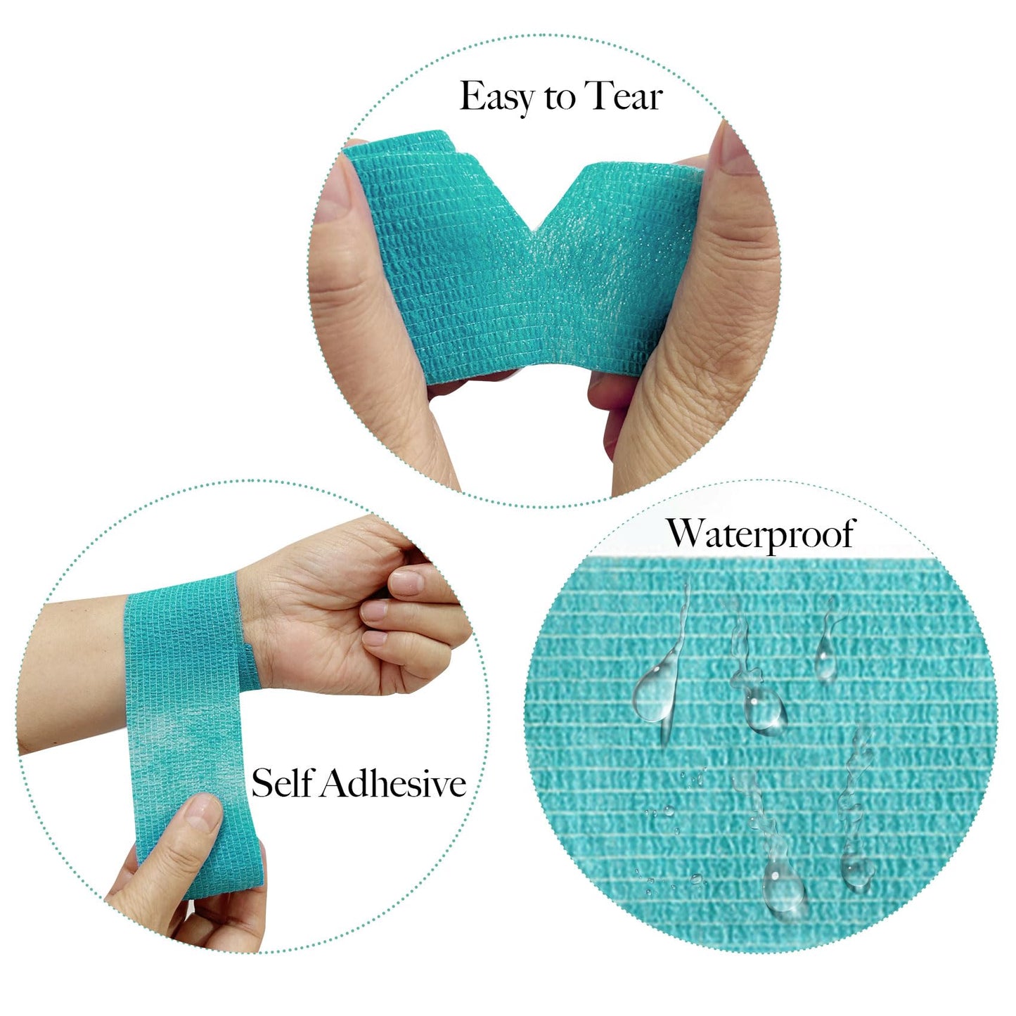 Allruyee 100 Rolls Self Adhesive Bandage Wrap 2 inch Cohesive Bandage Wrap Stretch Bandages Wraps Tape Color Elastic Self-Adherent Tape for Wrist Ankle Sports Swelling Sprains（Rich Color）