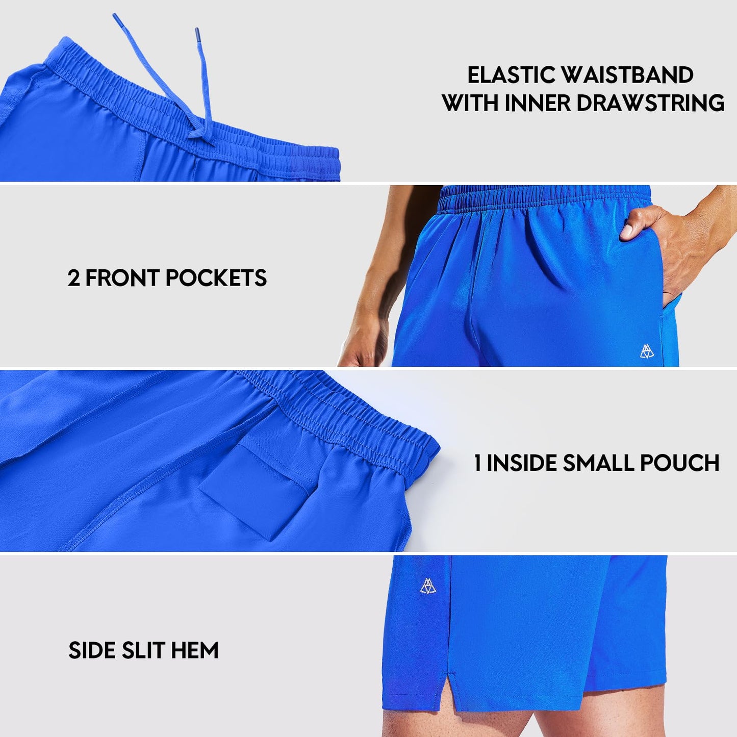 Haimont Men's Quick Dry Running Shorts with Pocket Elastic Waist Athletic Workout Exercise Fitness Shorts, 5 Inch Royal Blue, S