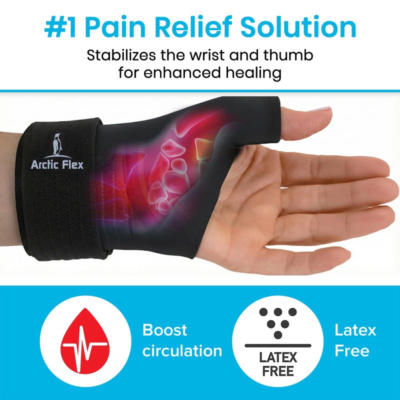 Arctic Flex Wrist & Thumb Ice Pack Wrap - Extra Strength Hot & Cold Therapy - Reusable Hand Freeze Sleeve - for Arthritis, Carpal Tunnel, Surgery, & Pain Relief (Fits Left & Right)