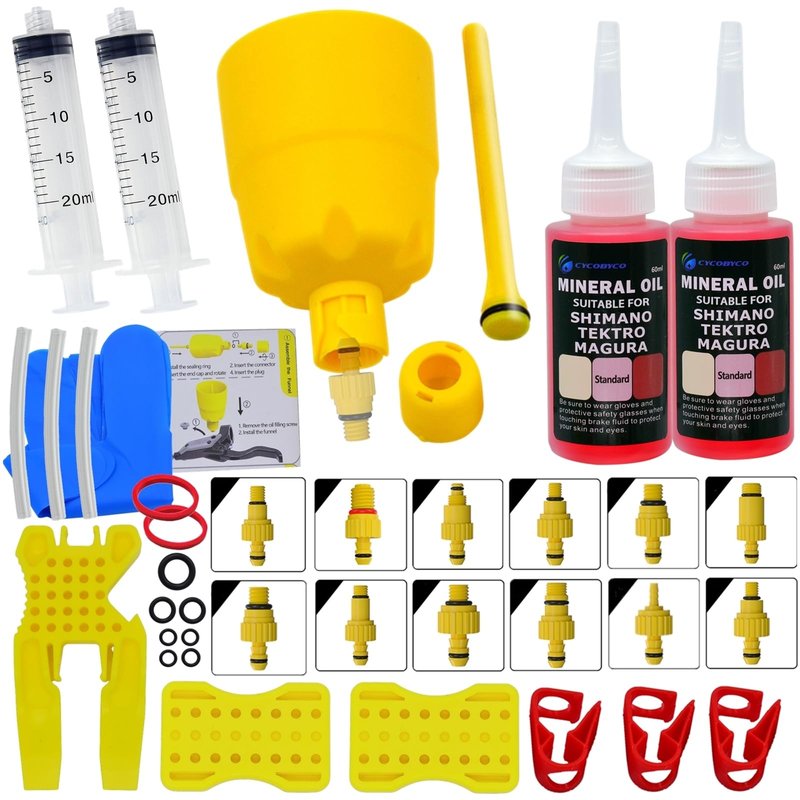 CYCOBYCO Universal Bicycle Hydraulic Disc Brake Bleed Kit - Compatible with Shimano Tektro Magura Hayes Formula Hope Giant and Other High-Performance Brake Systems
