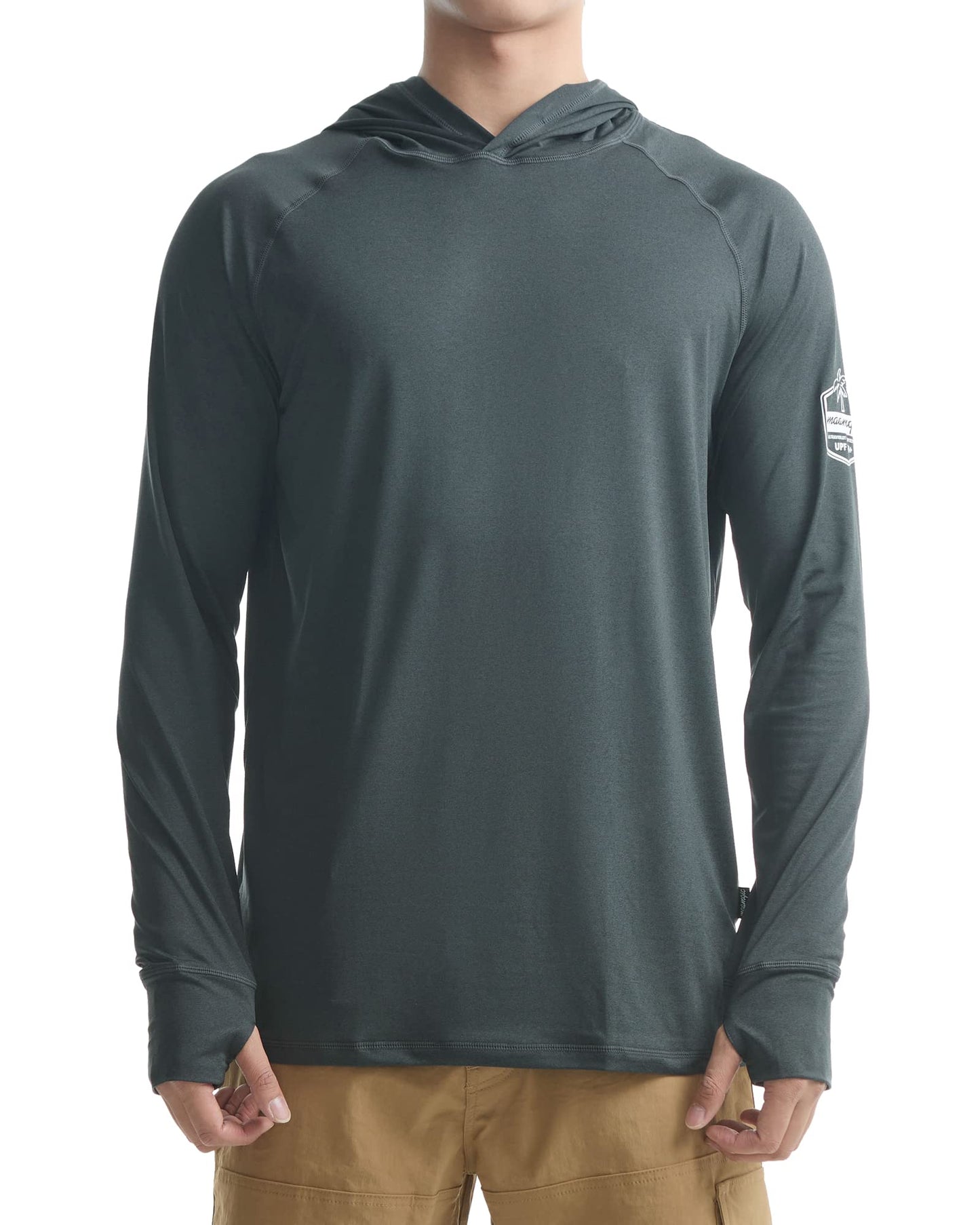 maamgic Sun Protection Hoodie Shirts For Men UPF 50+ Long Sleeve SPF Fishing Hoodie Mens Outdoor UV Sun Shirts With Hood Black