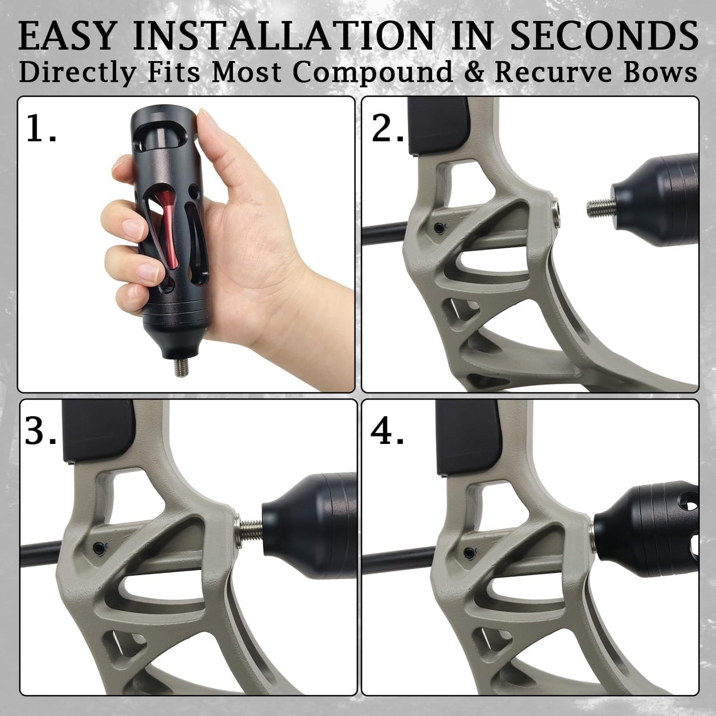 Three Archers Compound Bow Stabilizer - CNC Machined Vibration Dampener for Archery & Hunting | Aluminum for Noise Reduction & Accuracy