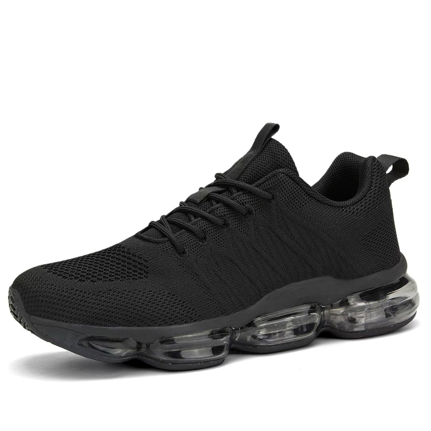 Men's Air Cushion Running Shoes Breathable Tennis Fashion Sneakers Non Slip Workout Casual Sport Gym Training Soft Sole Walking Shoes All Black