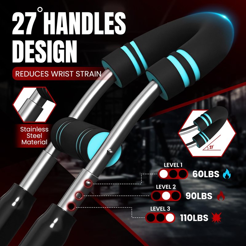 QIVRENS Twister Arm Trainer For Men & Women, Chest Workout Equipment Adjustable 6 Resistance Levels (30-120lb) - Removable and Attachable Fitness Exercise Equipment, Portable At Home Workout Equipment