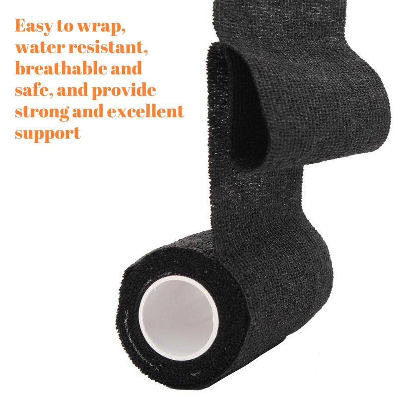 24 Rolls Self Adhesive Bandage Wrap, Vet Wrap 4 Inch for Horses Dogs Wounds Care Dressings, Elastic Self Stick Cohesive Bandage Wrap, Wrist, Sports, Ankle Tape Leg Wraps Black