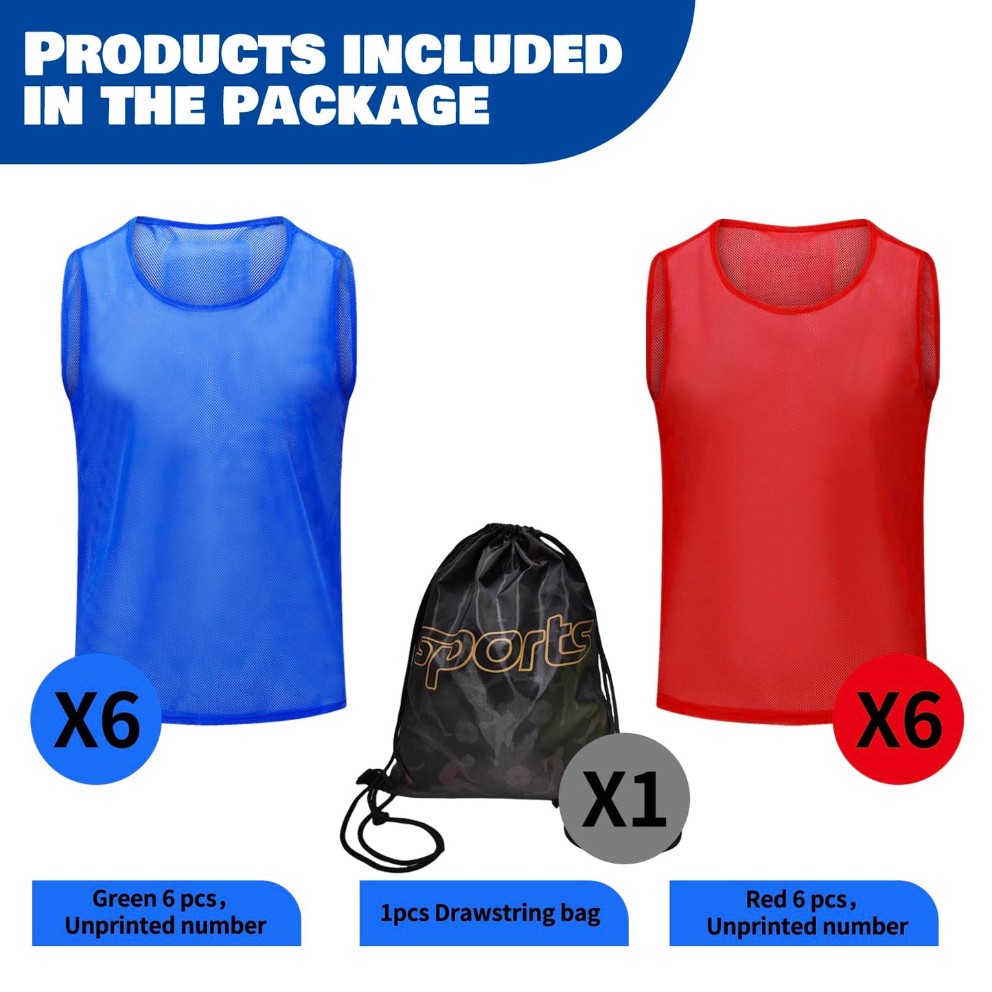PULUOMASI 12/24/48PCS Pinnies Youth Team Pennies for Sports Kids Adults