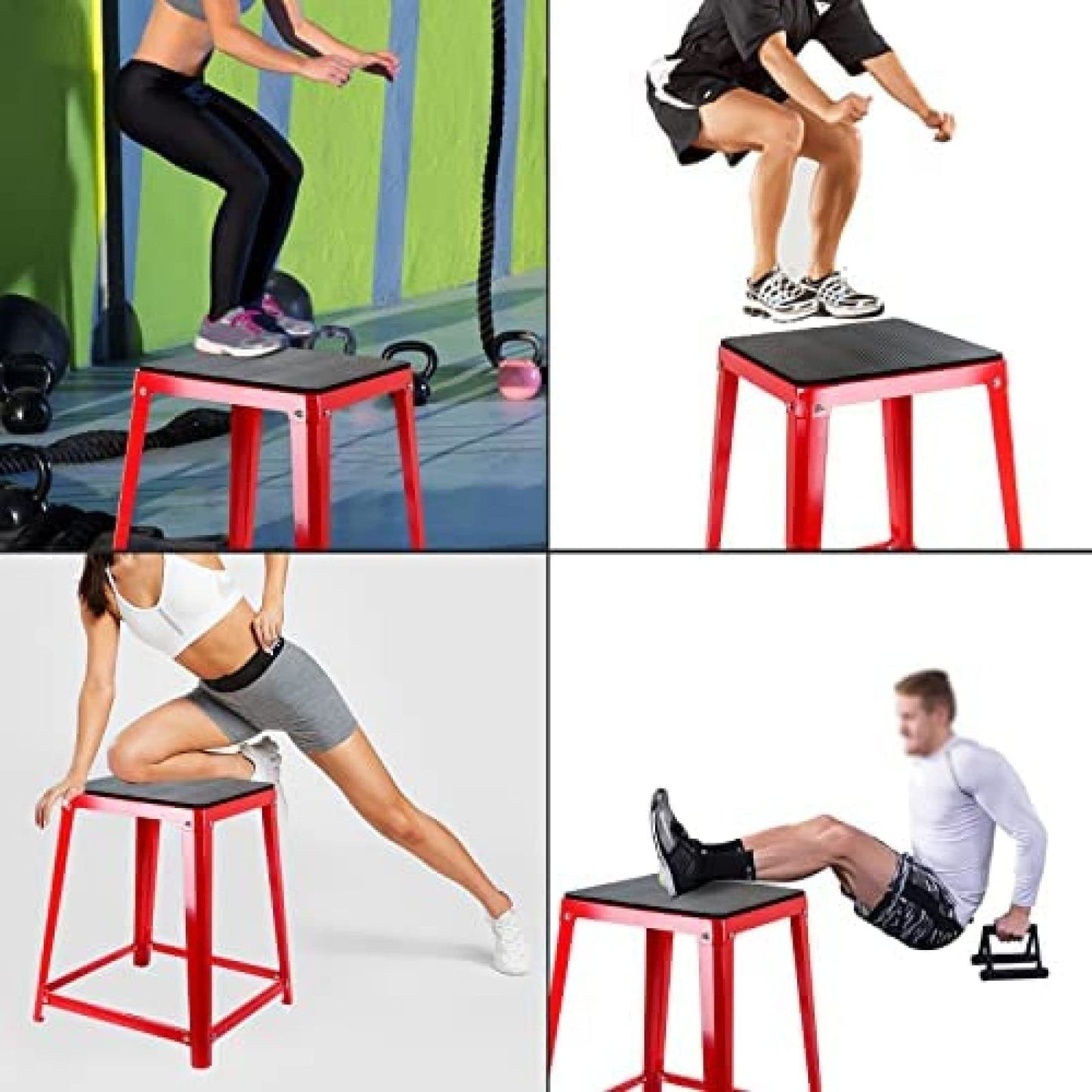 Plyometric Boxes Steel Plyo Box Fitness Exercise Jump Box for Home Gym Plyometric Jumping Exercises,24'' Red