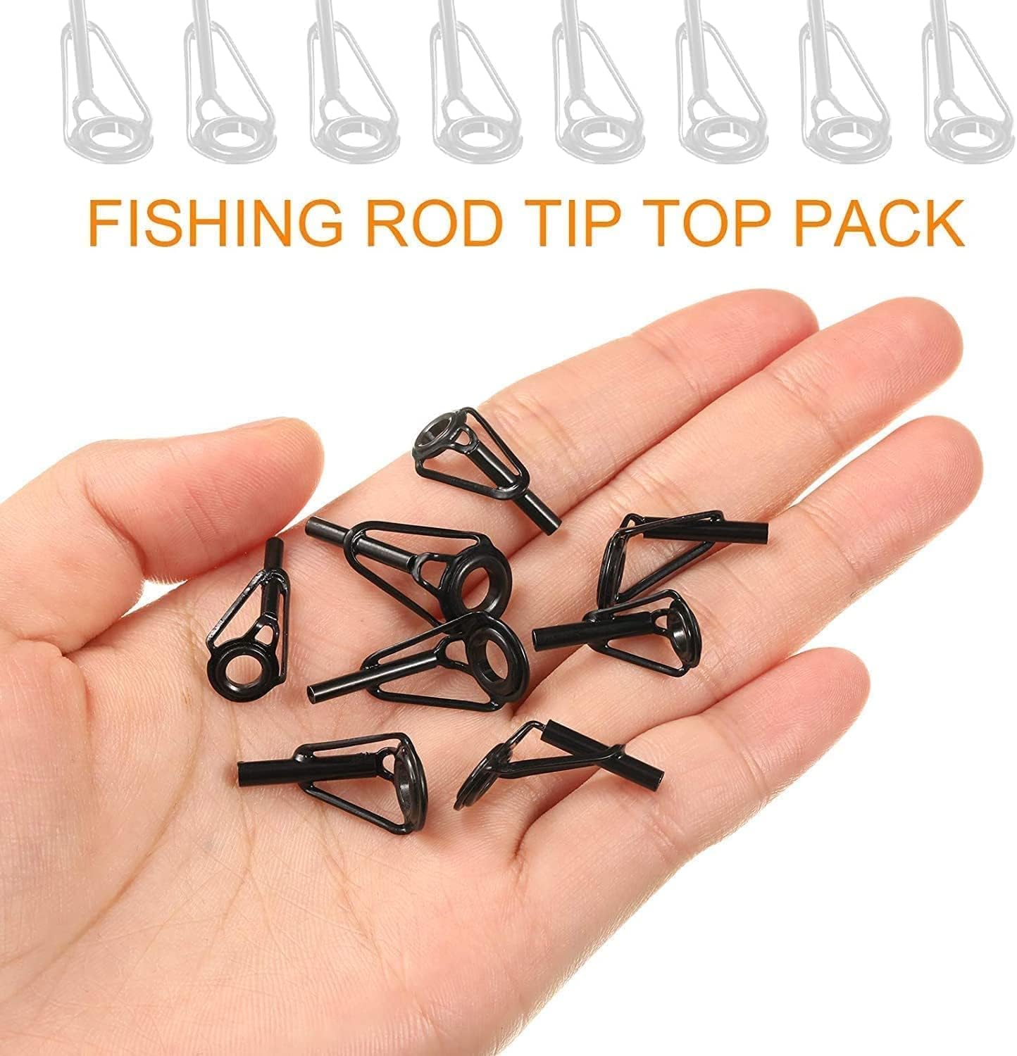 Fishing Rod Tip Repair Kit - 8 Pcs Micro Stainless Steel Ceramic Guides | Black Wear-Resistant Replacement Set