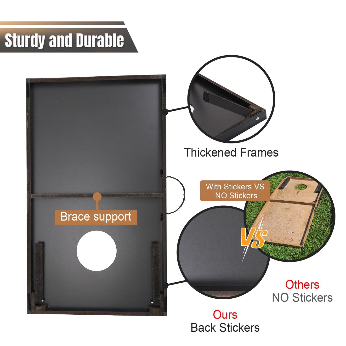 Outball Cornhole Set Corn Holes Sets with Bags & 8 Bean Bags, Cornhole Boards Bean Bag Toss Games for Adults and Family Outside Lawn Beach Backyard 3x2 Feet