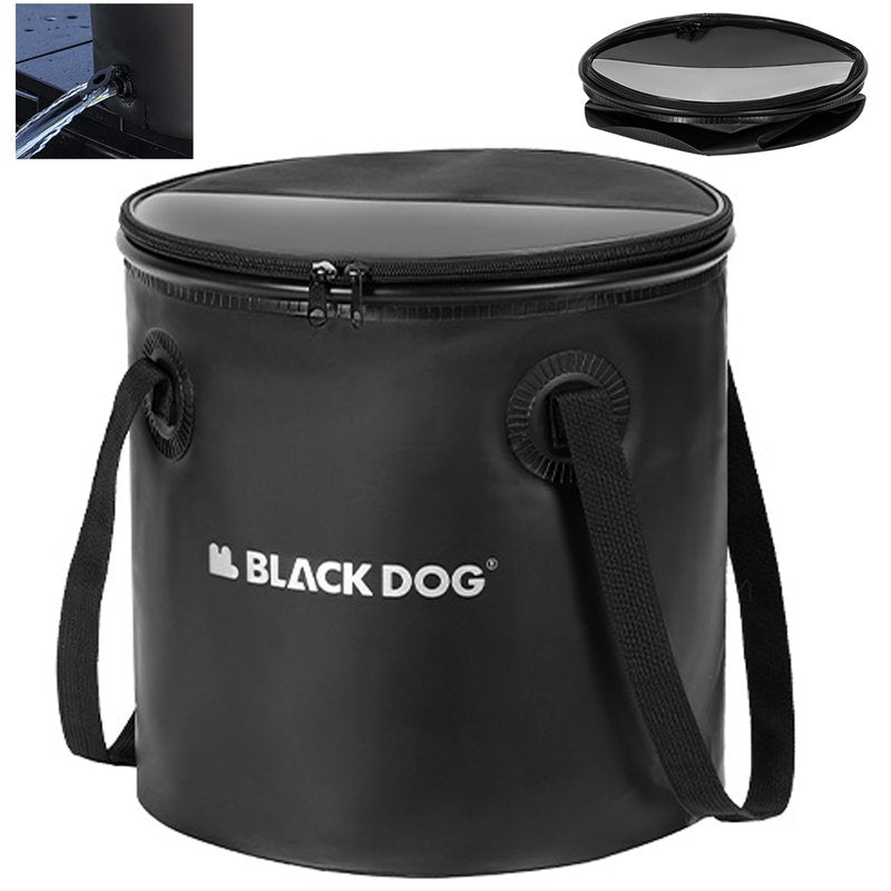 Blackdog 5 Gallon Camping Folding Bucket with Water Outlet & Lid, 20L Lightweight Folable Water Container with Handle, Water Storage Wash Basin for Travelling, Camping, Hiking, Fishing