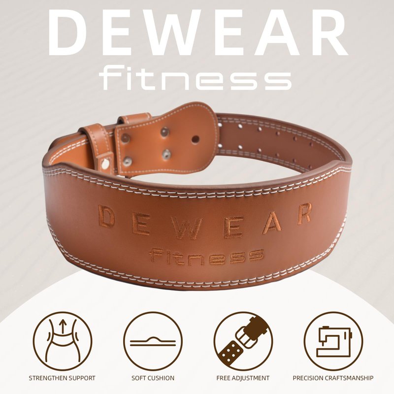 Genuine Leather Weight Lifting Belt, 4”& 6” Padded Lumbar Back Support, 10 Adjustable Holes, Gym Weight Belt Ideal for Deadlift, Powerlifting, Bodybuilding and Squat (4-Inch Brown, L (33"-37"))