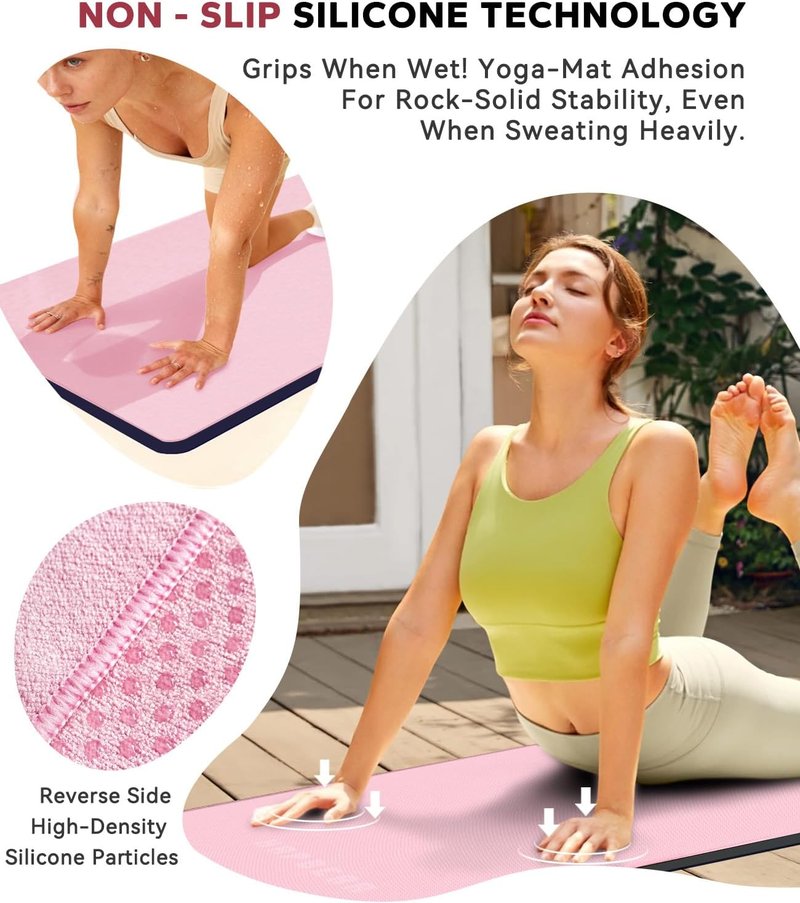 HAPBEAR Hot Yoga Towel - Super-Absorbent Microfiber with Non-Slip Grip Dots | 2 Pack, Pink