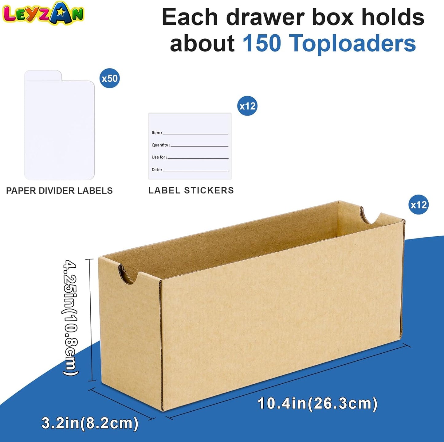 Card Storage Box for Toploader - 600 Count Cardboard Trading Card Organizer with Dividers | Brown