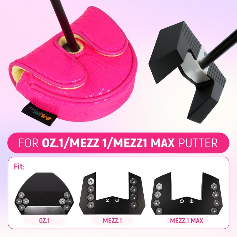 mytag Center Shaft Mallet Putter Cover for LAB OZ1 Putter, Putter Headcover for Women Magnetic Closure Shiny Pink