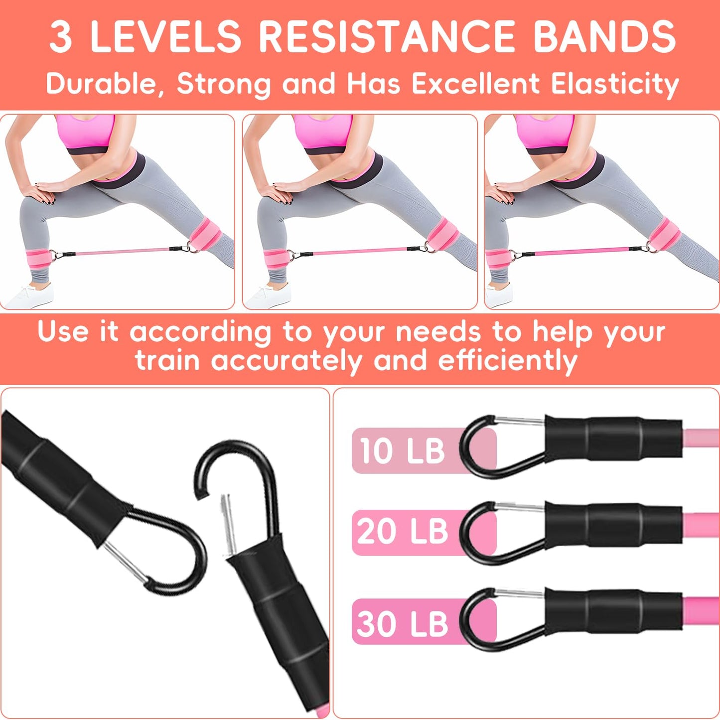 Ankle Resistance Bands, Ankle Bands for Working Out, Ankle Resistance Band for Leg, Booty Workout Equipment for Kickbacks Hip Fitness Training, Set of 11