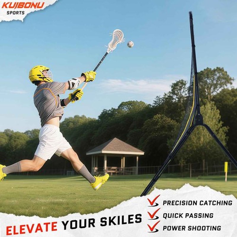 KuiBonu Lacrosse Rebounder, 5x7ft Volleyball Rebounder Net with 5 Bounce Back Angles, Neon Target and Lacrosse Ball, Rebounder for Volleyball Lacrosse Baseball and Soccer Practice