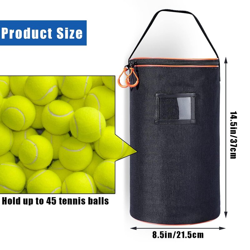VISEMAN Sports Ball Bag – 900D Polyester Carrier for Tennis, Pickleball, Baseball & Softball – 45 Ball Capacity Cylinder Holder with ID Window and Handle