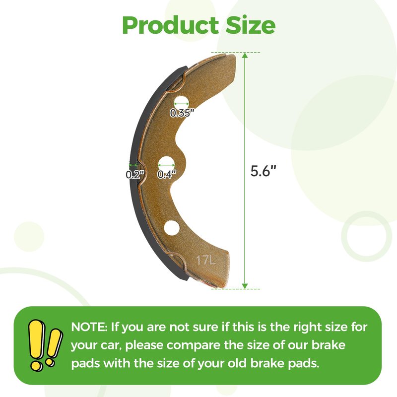 10L0L Golf Cart Brake Shoes for Club Car DS 1995-up, Precedent 2004-up, Yamaha G1 G2 G8 G9, EZGO 1986.5-1996, OEM 1018232-01 23364G1 J17-25340-00, Set of 4 (2 Long, 2 Short)