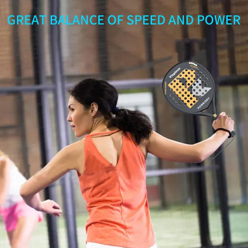 Vispinvo Padel Racket Carbon Fiber Surface, EVA Memory Flex Foam Core Pala Padel, 38 mm Beach Tennis Racket for Adults/Men/Women, an Ideal Paddle Rackets for Beginner & Professional Players（Blue）
